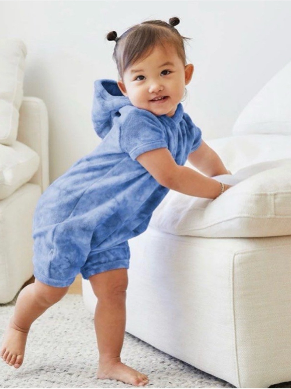 PAIGELAUREN Baby Organic Marble Loop Terry Hoodie Romper